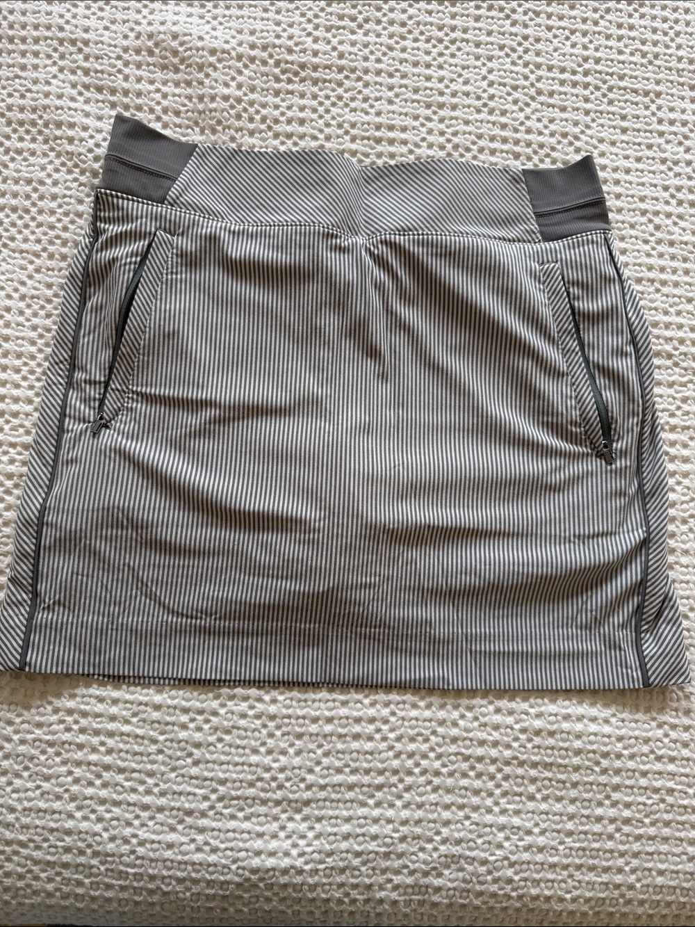 Athleta Black and White Pinstripe Athletic Skort
